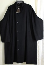 Nwt Eskandar Sz 2 Black 45"long Wool Cashmere High Neck Coat Jacket