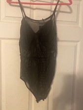 US SZ12 boohoo black fishnet bodysuit