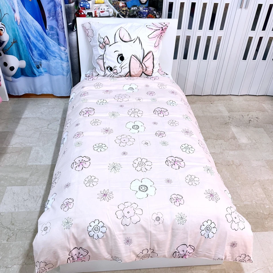 Aristogatti Minou Set Letto Singolo Copripiumino 140x200cm Biancheria in Cotone - Immagine 2 di 3