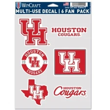 Houston Cougars Multi-Use 6 Fan Pack NCAA Decal Stickers *Free Shipping