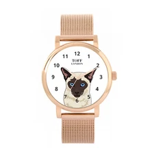 Toff London TLWS-30088 Ladies Beige Siamese Cat Head Watch