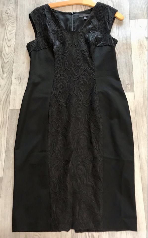 Coast Ladies Sleeveless Bodycon Dress, Size 16, Black With Lace Panelling eBay