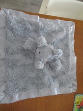 Cloud Island Gray Elephant Lovey Blanket Swirls Soft Satin Baby 14"