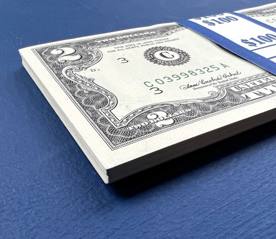 (50) FR. 1938-C 2003A $2 Two Dollar FRN Philadelphia Cabral Snow $100 Strap UNC - Image 3 of 4