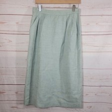 Talbots Light Blue Green Linen Blend Pencil Skirt Size 14 Vintage