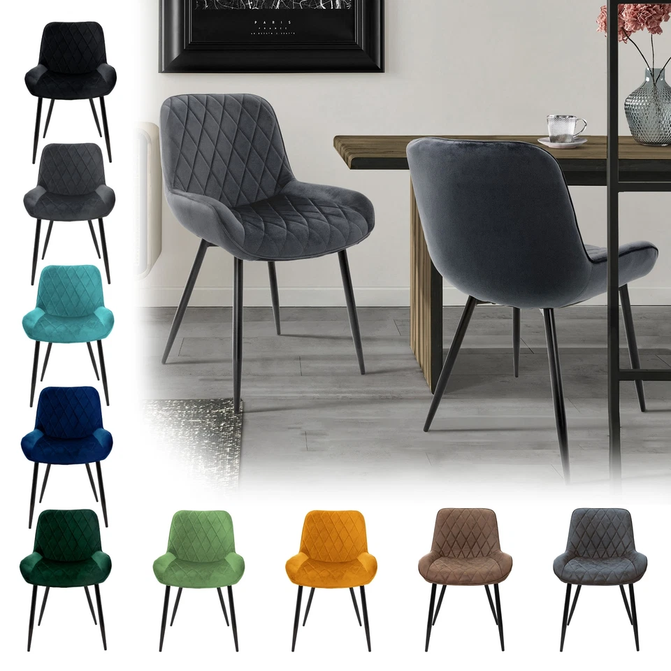 Chaises de salle à manger rembourrées fauteuil de cuisine pieds en métal à choix - Photo 1/1