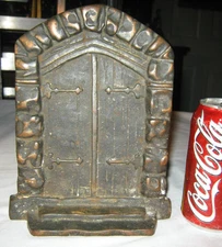 ANTIQUE ENGLISH ARCHITECTURAL CAST IRON BRONZE MEDIEVAL DOOR HINGE ART DOORSTOP