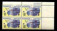 US Plate Block MNH # 1556  10c Pioneer - Jupiter   35832 UR, 7c761