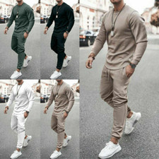 Mens Long Sleeve Tops Trousers Tracksuit Set Fitness Loungewear Casual Sweatsuit