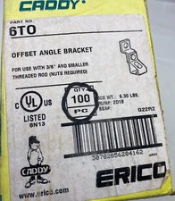 PACK OF 100 ERICO CADDY 6TO OFFSET ANGLE BRACKET SUPPORT, THREADED ROD 3/8"🎯