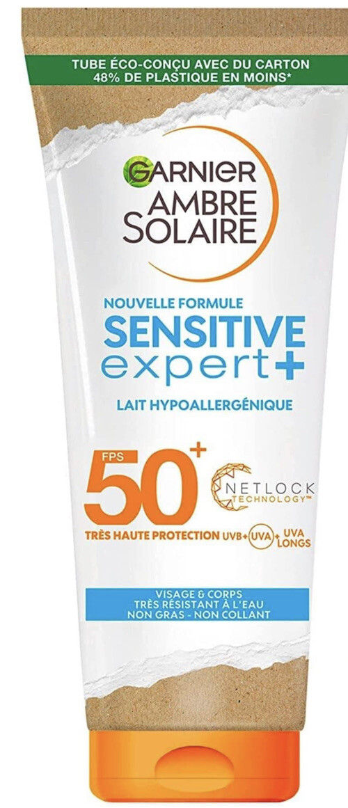 Crème Solaire Sensitive Expert+ Garnier Ambre Solaire SPF 50 pour le Sport