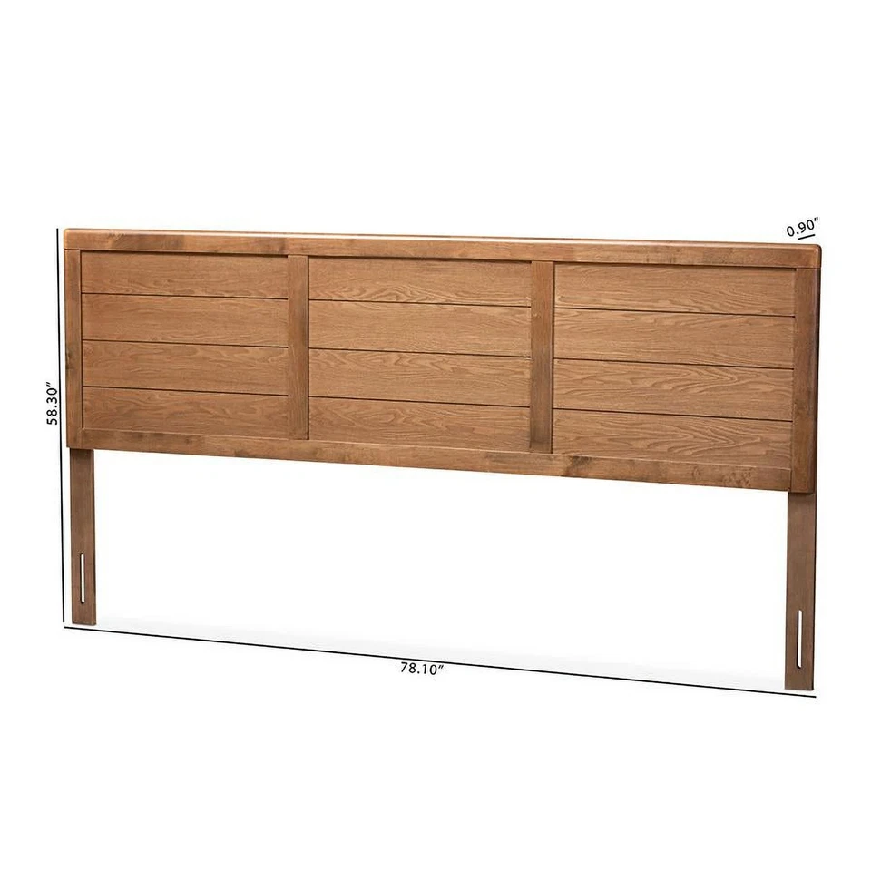 Cabecero Mid Century Moderno Madera Marrón Nogal Tamaño King Foto 3 de 4