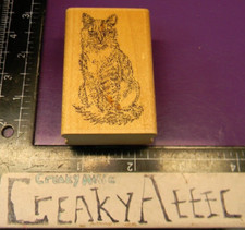 CAT KITTY SITTING STRIPED RUBBER STAMP STAMPABILITIES ER1031 CREAKYATTIC