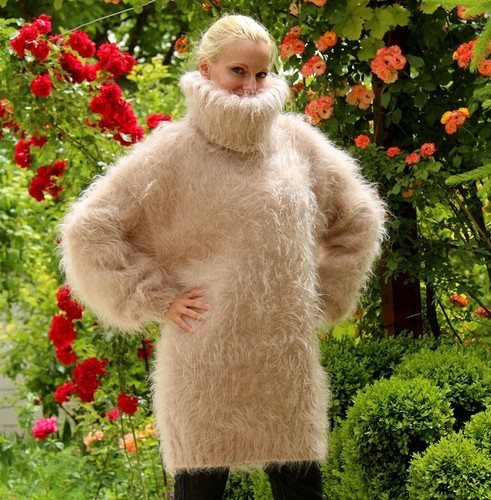SuperTanya fuzzy beige mohair sweater 
