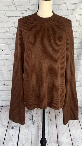 Marissa Webb Womens Sweater Chokolate Brown Merino Wool Blend Long Sleeve Medium - Picture 1 of 24