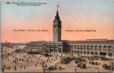 c1920s San Francisco Calif. Postcard "Evening Hour at the Ferry Building" / HHT