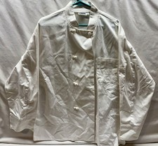 Men's Chef Coat Jacket Size L - White Double Breasted, Long Sleeve, Fit Uniform