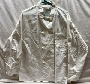 Men's Chef Coat Jacket Size L - White Double Breasted, Long Sleeve, Fit Uniform