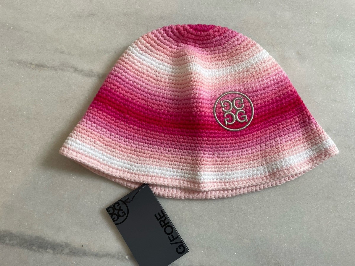 G/FORE クロシェ編み バケットハット G/FORE Bucket Hat Pink Ombre Crochet Knit Golf Hat Logo New | eBay