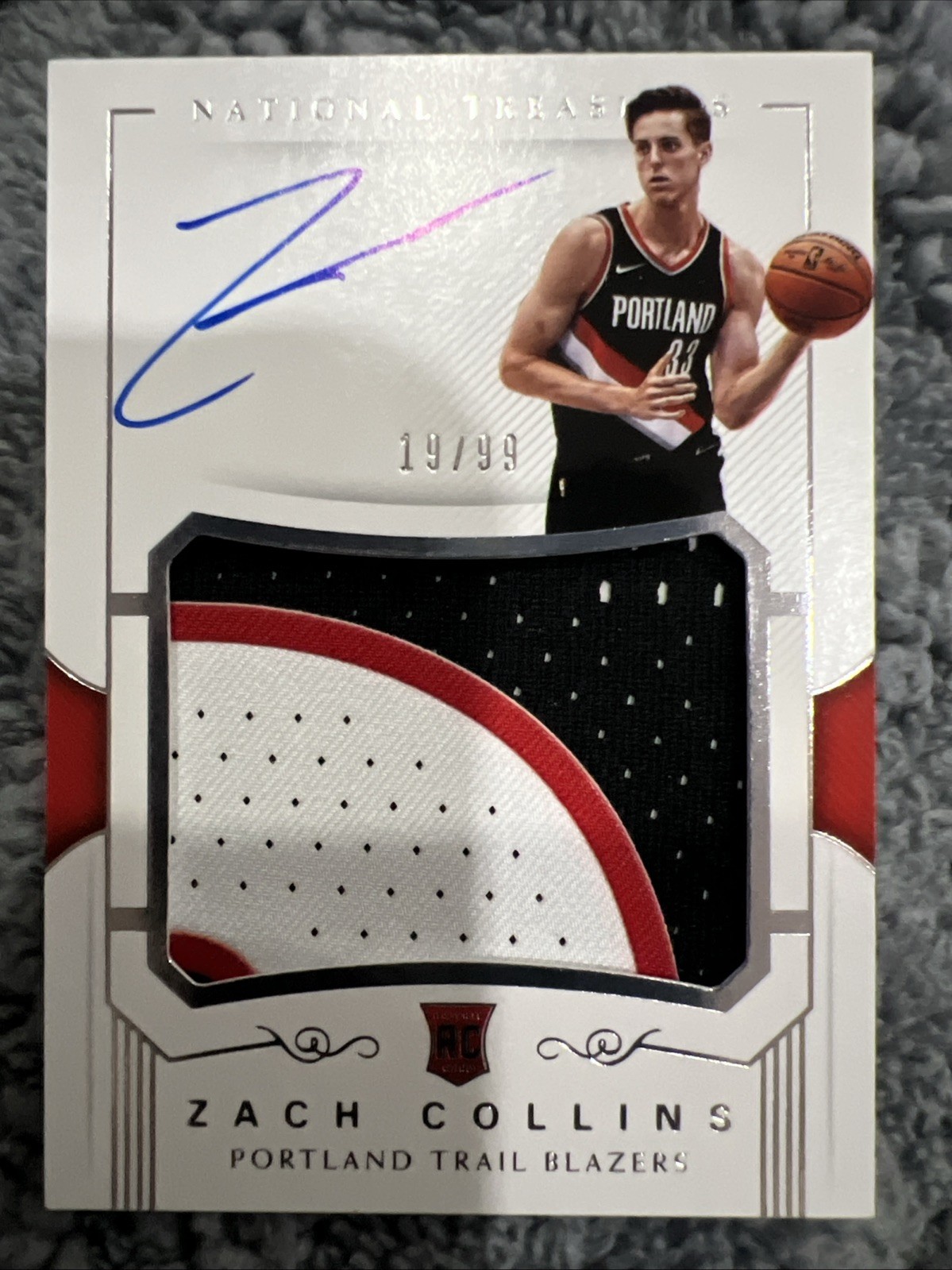 2017-18 National Treasures #110 Zach Collins RC Patch Auto 19/99 Bulls RPA 🔥