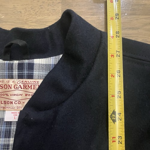 Filson Mens Mackinaw Wool Jacket Liner Large Navy Blue Full Zip Bomber Pockets - Picture 9 of 10