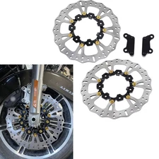 2PCS 14" Black Gold 7 Holes Floating Front Brake Rotor for Harley Touring Slicer