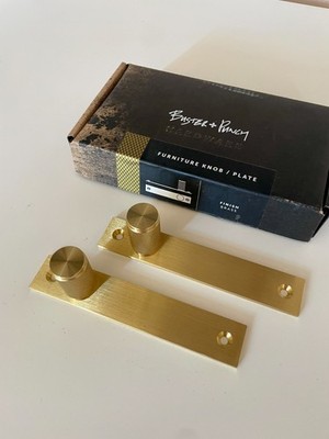 Buster + Punch Brass Knobs and Plates Knurled New Open Box Pair of Two