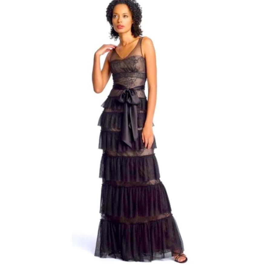 is it top-rated silk layered dress styles Women's Yen Layered High Neck Floss Silk Ankle Length Dress XS/S/M/L/XL  Nude/Blue/Black main image 0