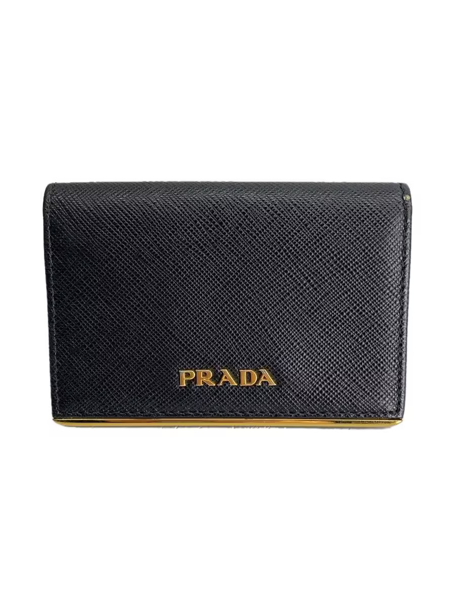 PRADA SAF METAL ORO NERO CARD CASE FLEECE BLK 1MC122
