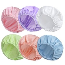 6 PCS Shower Caps for Women Double Side Waterproof Shower Cap Reusable Bath Caps