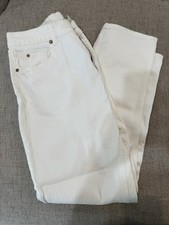 H M White Slim Leg High-Waist Jeans Classic Denim 12