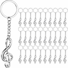 15 Sets Music Note Keychains Gift Set with Organza Bags, Metal G Clef Trinkets f