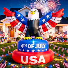 6.3 FT 4Th of July Inflatable Bald Eagle with Flying Wings, Blow up Outdoor Yard