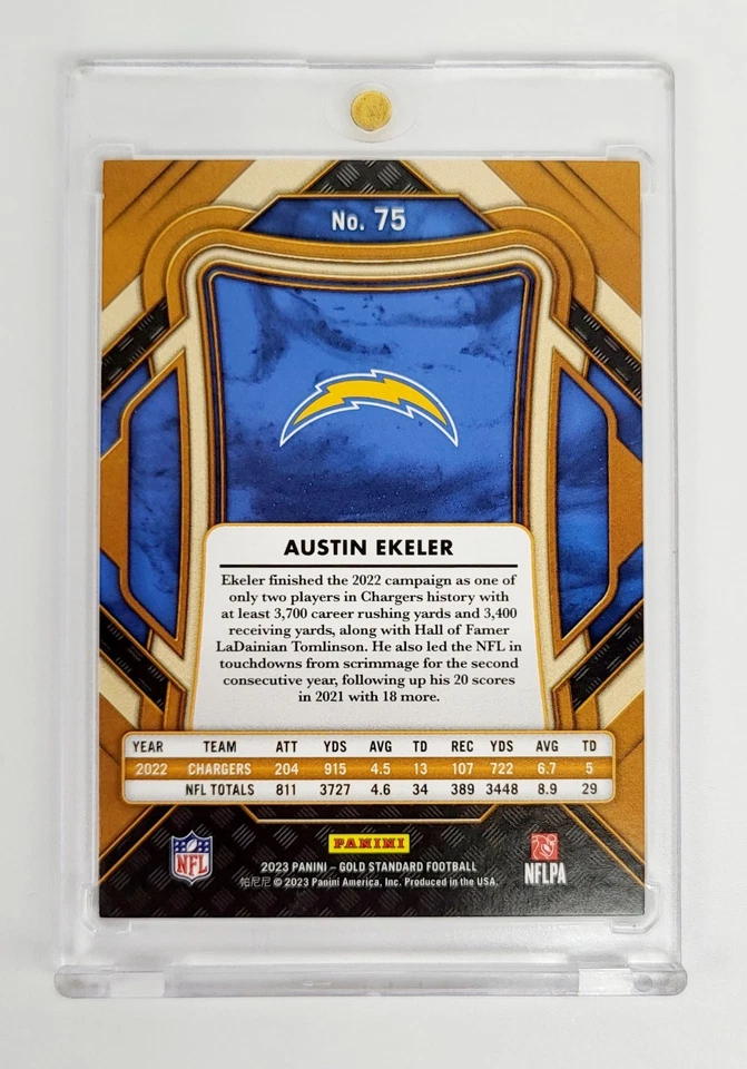 MINT #/99 BLUE COLOR MATCH 2023 Gold Standard #75 Austin Ekeler LA CHARGERS NFL  - Image 2 of 2