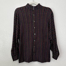 Celine Vintage Vertical Stripes Dolman Sleeves Button Down Shirt, Sz 40 Medium