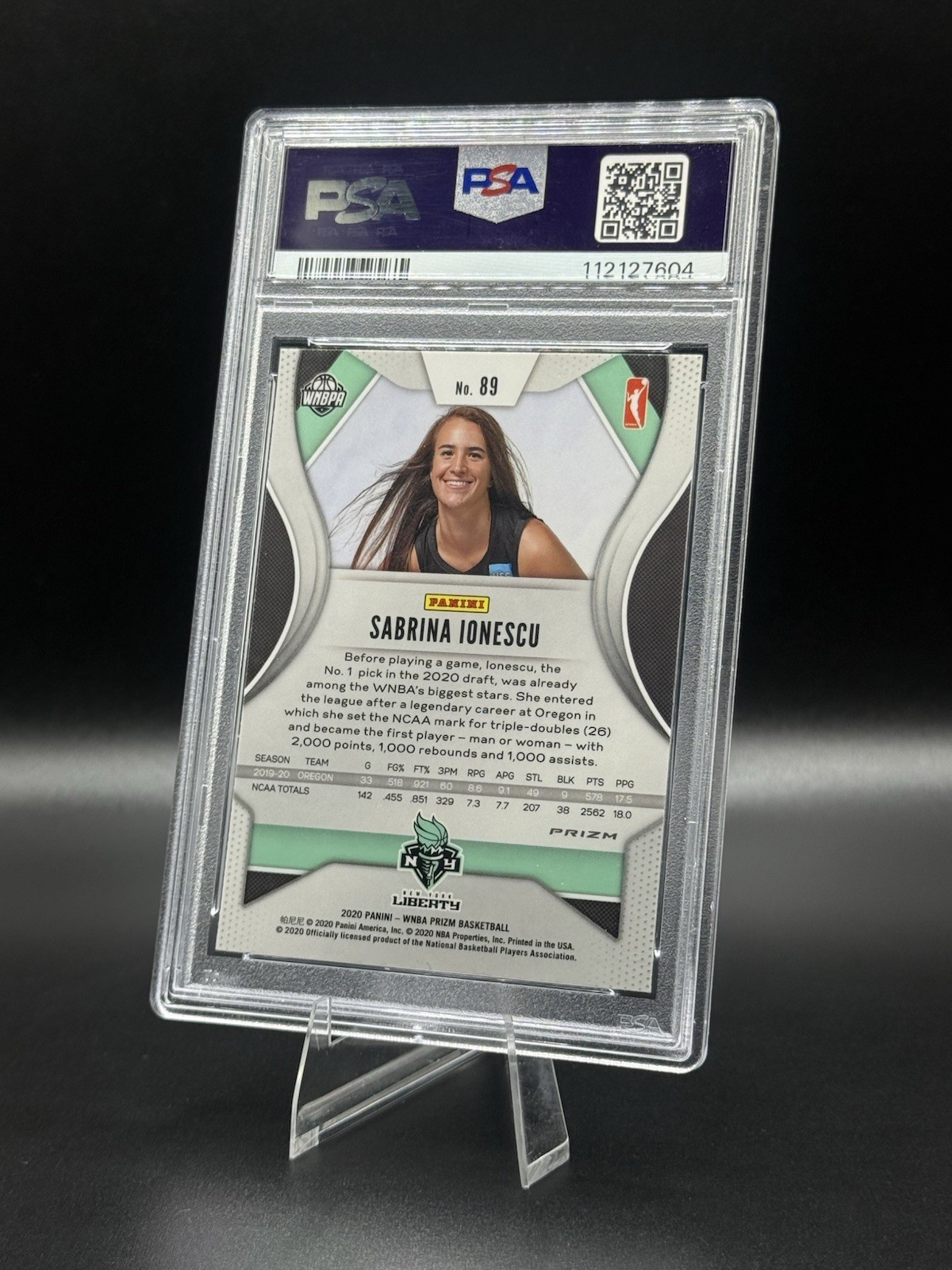 2020 Panini Prizm WNBA Sabrina Ionescu #89 Green Prizm RC PSA 9 OREGON LIBERTY view 5