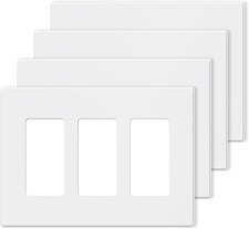 3 Gang Wall Plate, 3 Gang Screwless Wall Plate Triple Outlet Covers Mid-Size U