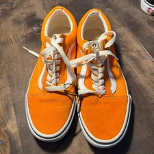Vans Old Skool Low Sneakers Mens Size 6.5 Orange Suede Canvas Lace Up