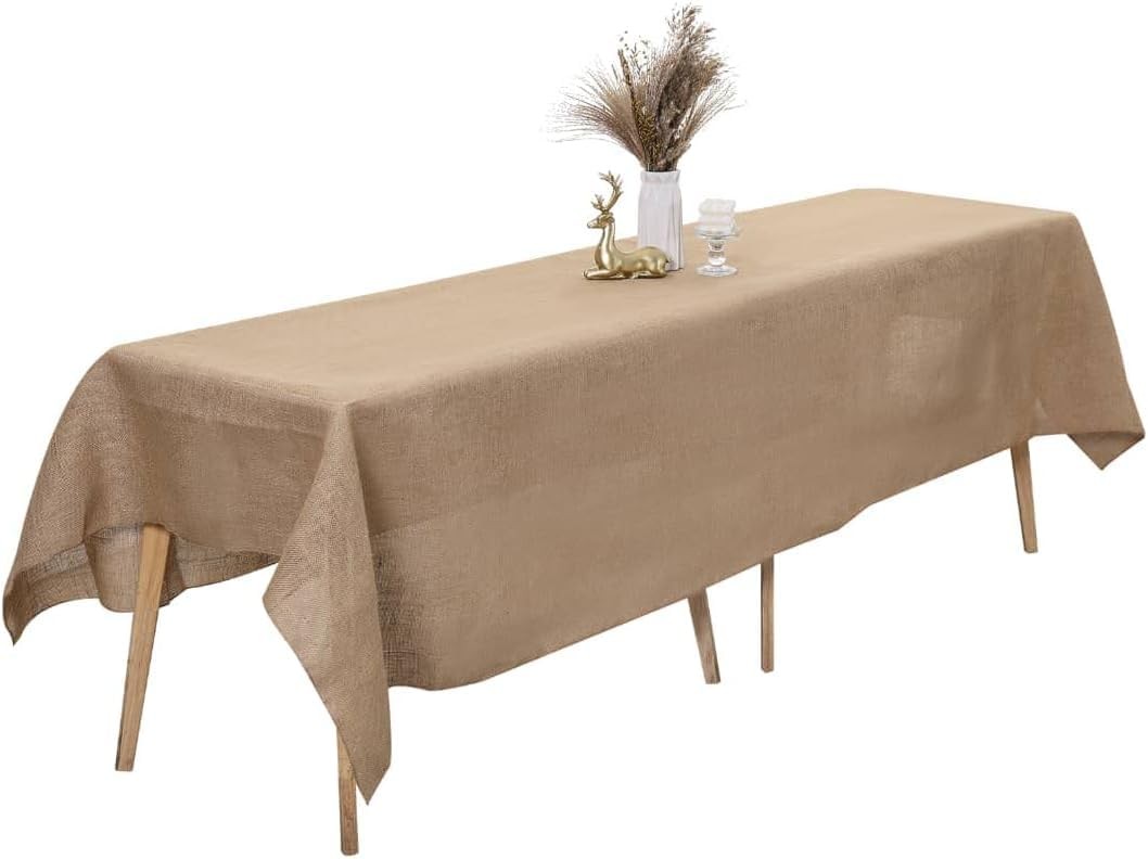 AK TRADING CO. Natural Rectangle Rustic Burlap Tablecloth | Premium Jute Burl...