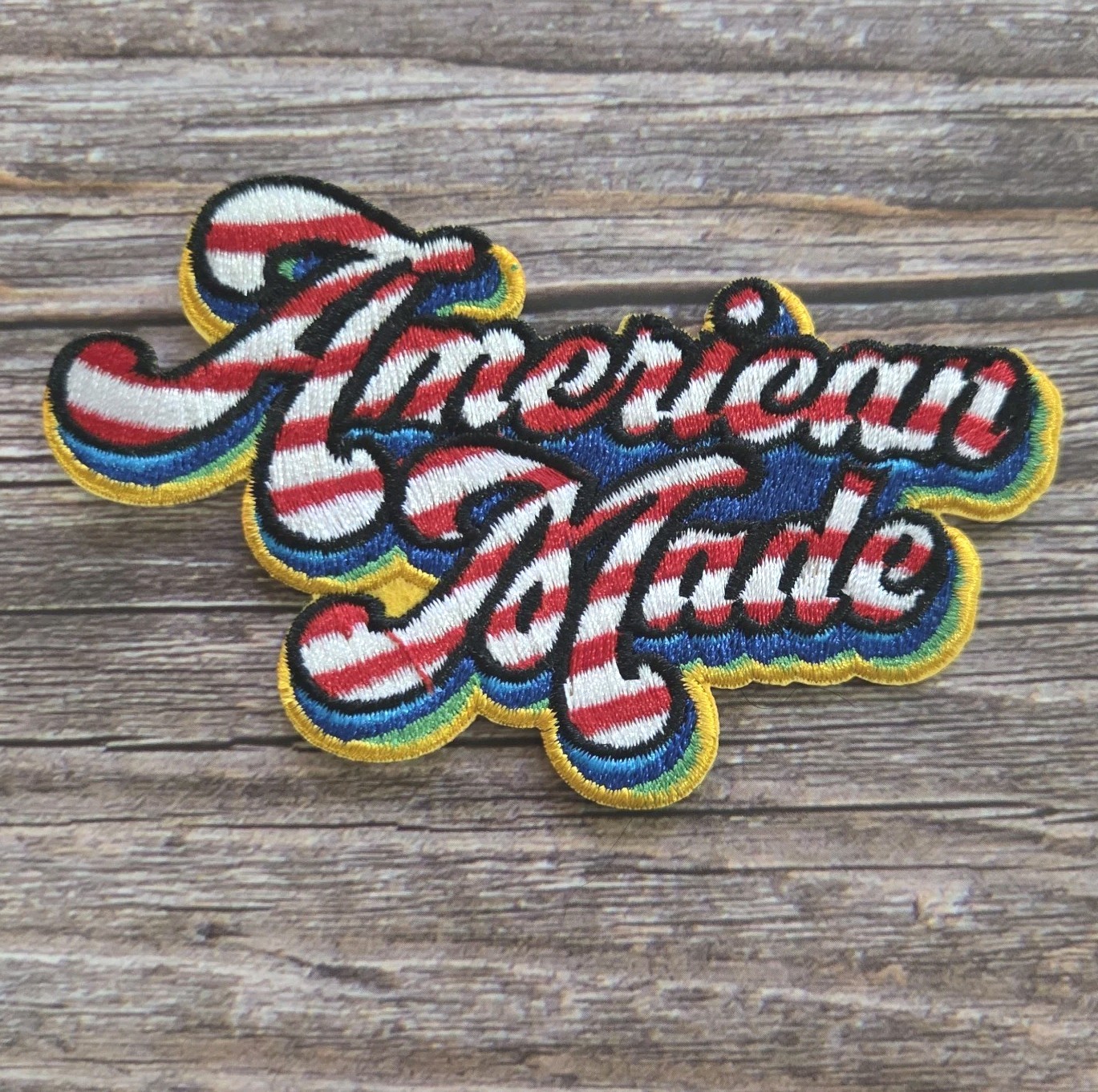 American Made Retro 70s 60s Style Americana Red White And Blue Iron on Patch