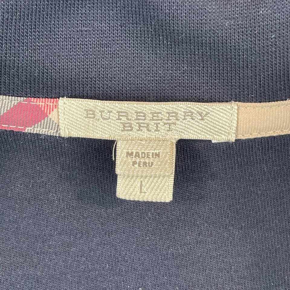 Suéter Burberry Brit Nova Check 1/4 Cremallera Hombres Grande Negro Bordado Logo Nuevo sin Etiquetas Foto 2 de 4