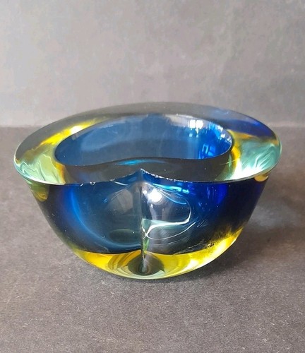 Saphirblau Flachrand Poli Seguso Ära Sommerso Kunst Glas Schale Murano - Bild 9 von 10