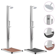 Gartendusche Pooldusche Campingdusche Camperdusch mit Bodenelement WPC Edelstahl