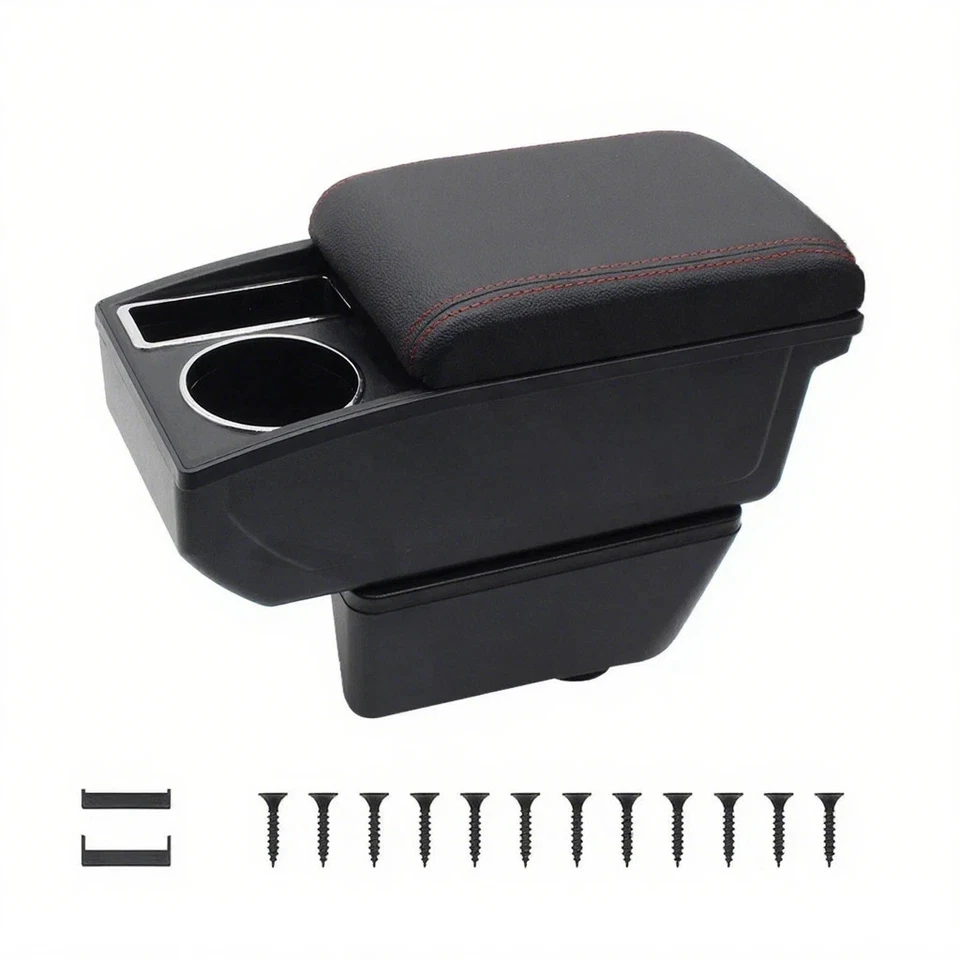 Caja reposabrazos para Seat Ibiza 6j 6l caja de almacenamiento de espacio de doble capa con portavasos Foto 3 de 4