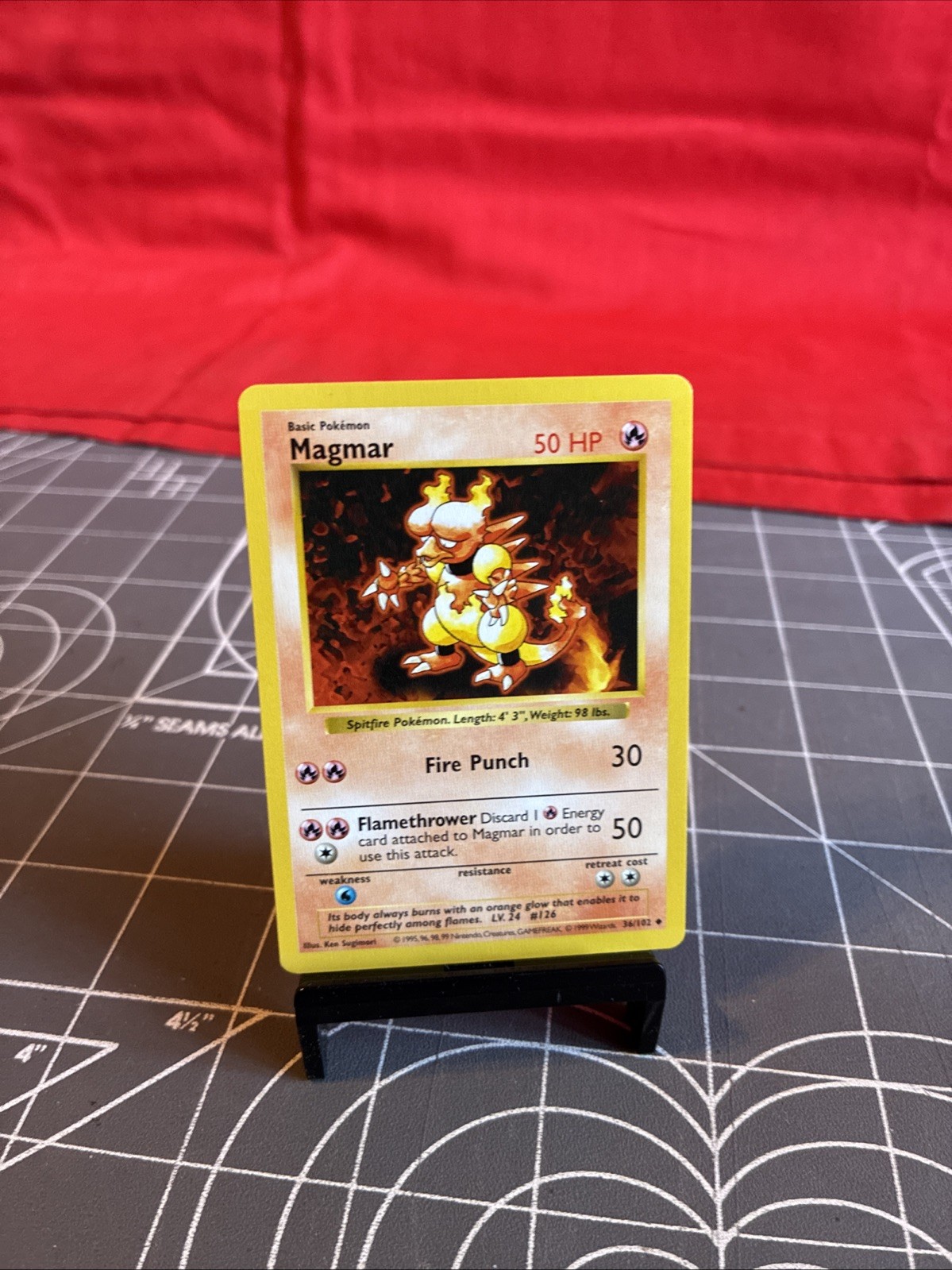 Vintage 1999 Pokemon Shadowless Magmar 36/102 Card NM