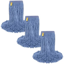 Pack of 3 Cut End Blended Mop Head Replacement, 1.25-inch Universal Headband,...