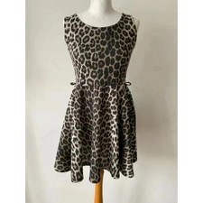 Ribbon Leopard Print Fit and Flare Dress Size 10