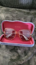 Gucci Women's Oversized Square Brown Tinted Sunglasses Plastic Metal Frame