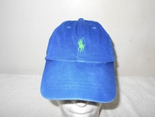 POLO RALPH LAUREN VTG Y2K ERA MENS CLASSIC BLUE GREEN STITCHED POLO HAT