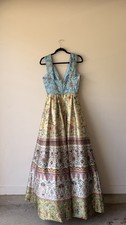 Sherri Hill Blue and Yellow Floral V-Neck Gown Size 6